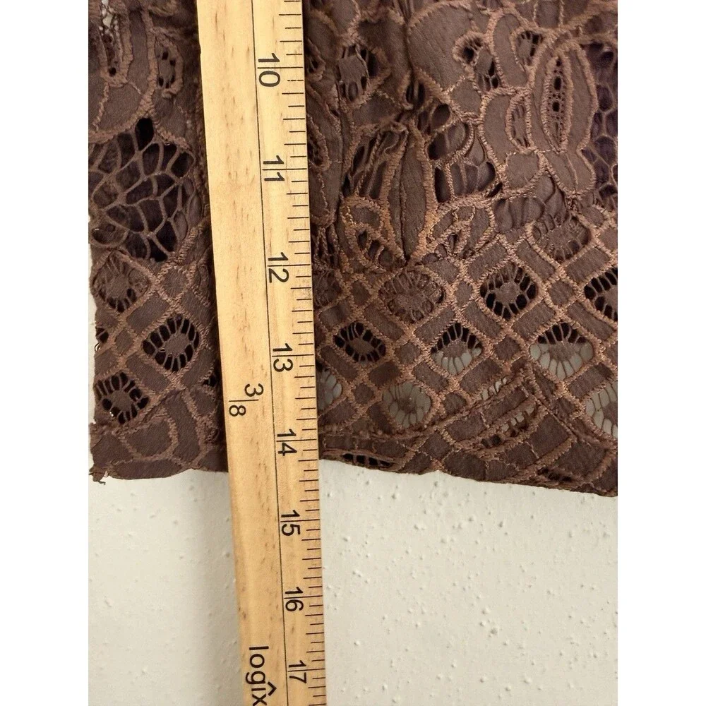 Free People FP One Crochet Lingerie Top L Brown Lace Boho Strappy V-Neck Cropped